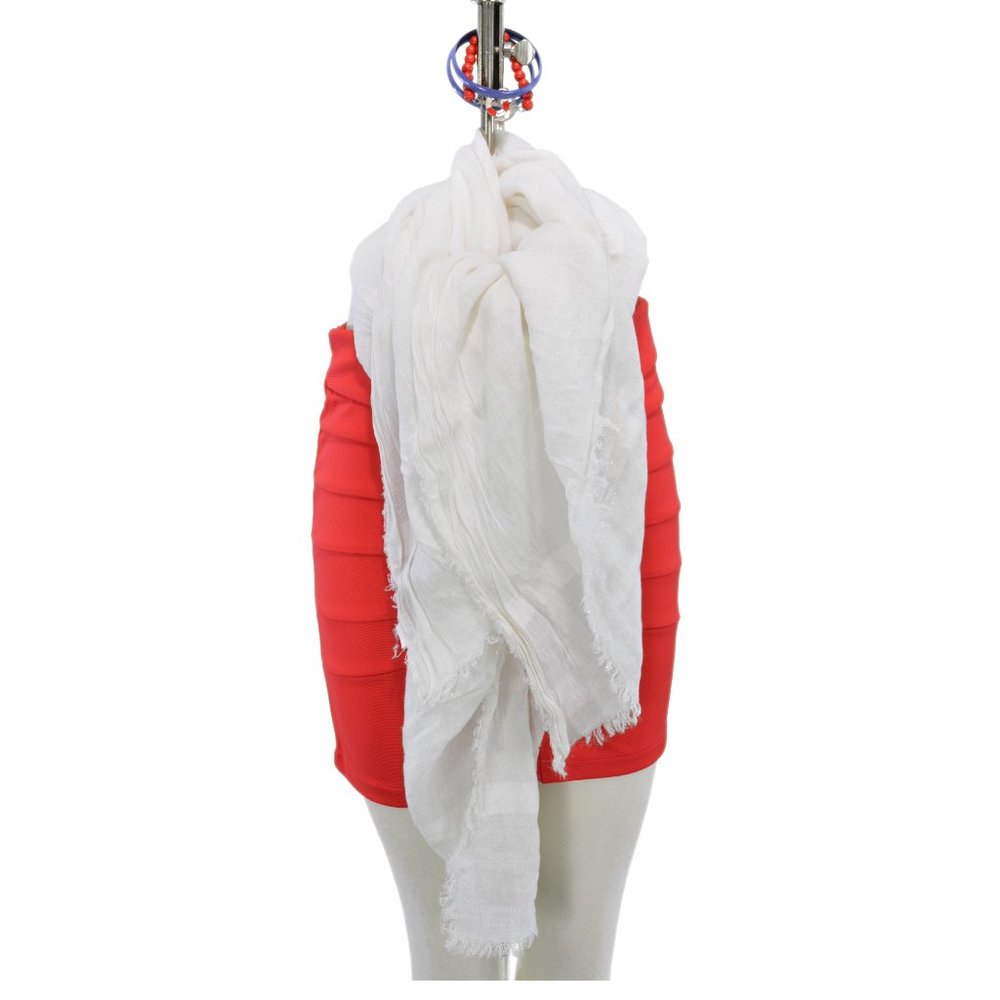 White Shimmer Blanket Scarf & Bangle Bracelets